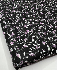 Delicate Violet Floral Print Spun Poly Stretch Fabric - T9 Fabrics