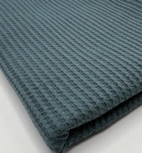 Denim Blue Cotton Soft Waffle Jersey Fabric 210 GSM 4 Way Stretch - T9 Fabrics