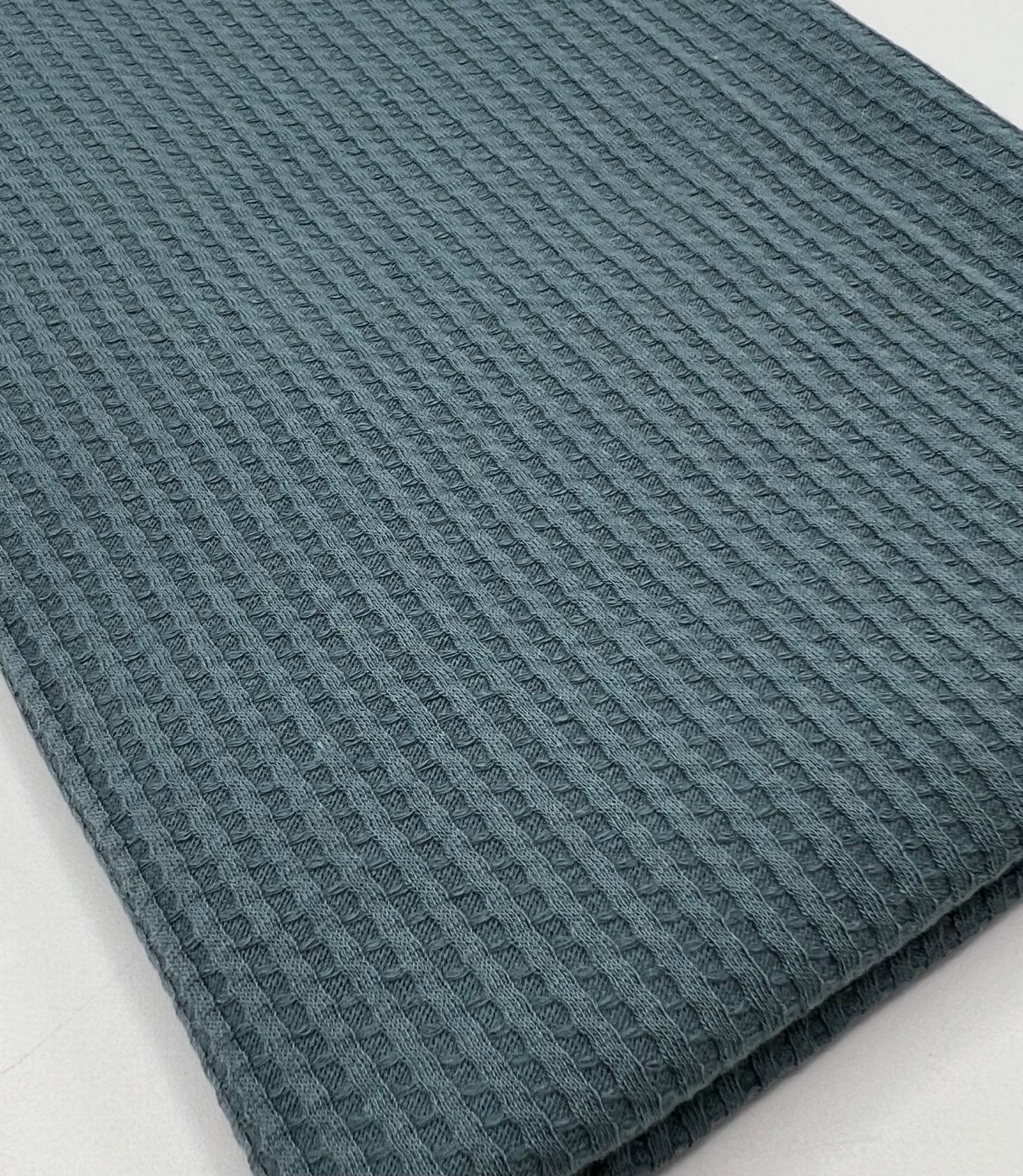 Denim Blue Cotton Soft Waffle Jersey Fabric 210 GSM 4 Way Stretch - T9 Fabrics