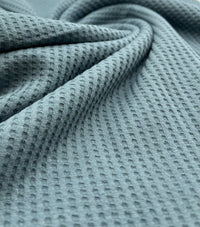 Denim Blue Cotton Soft Waffle Jersey Fabric 210 GSM 4 Way Stretch - T9 Fabrics
