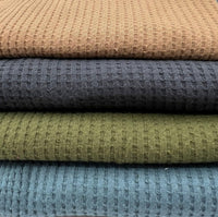 Denim Blue Cotton Soft Waffle Jersey Fabric 210 GSM 4 Way Stretch - T9 Fabrics