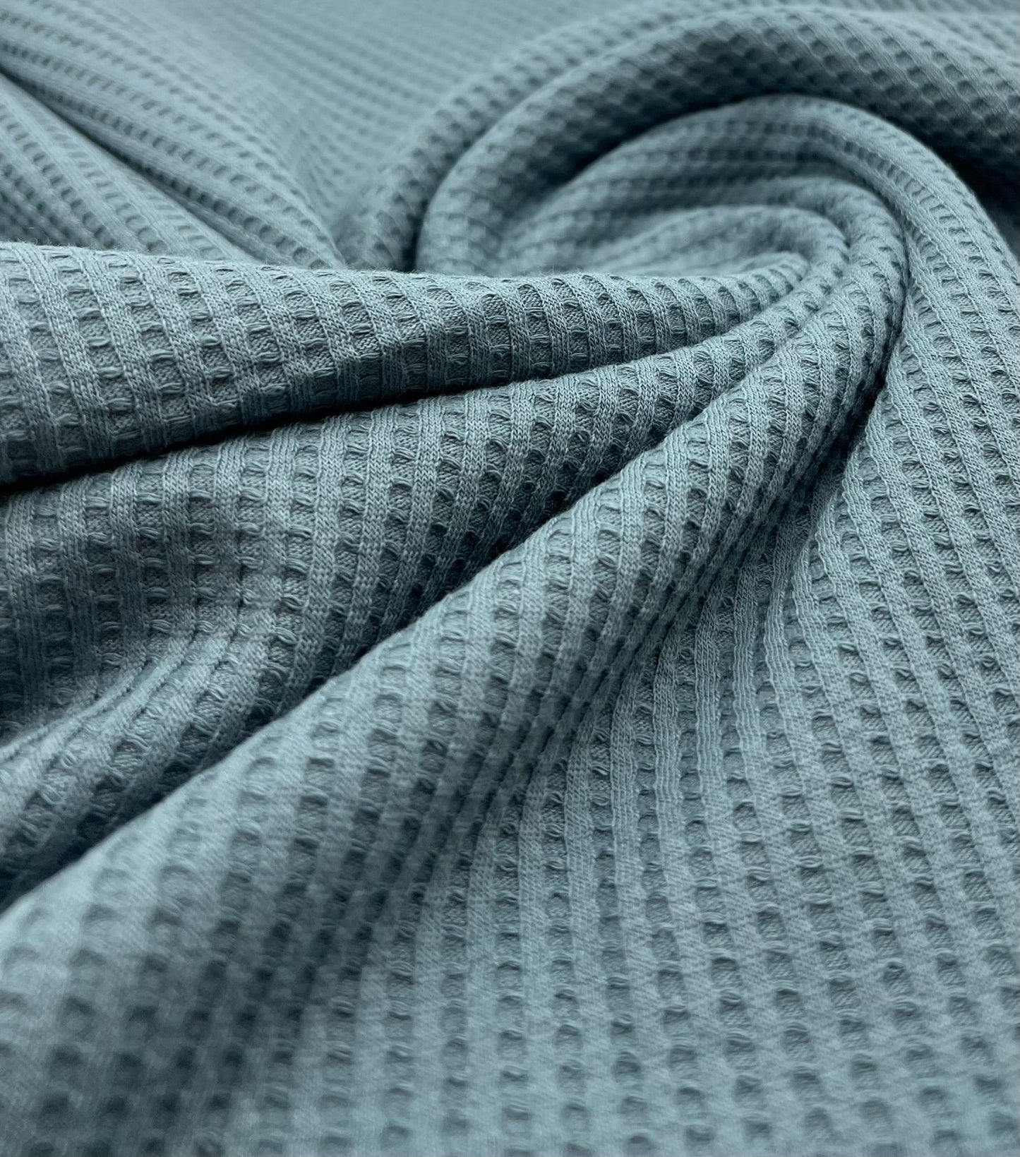 Denim Blue Cotton Soft Waffle Jersey Fabric 210 GSM 4 Way Stretch - T9 Fabrics