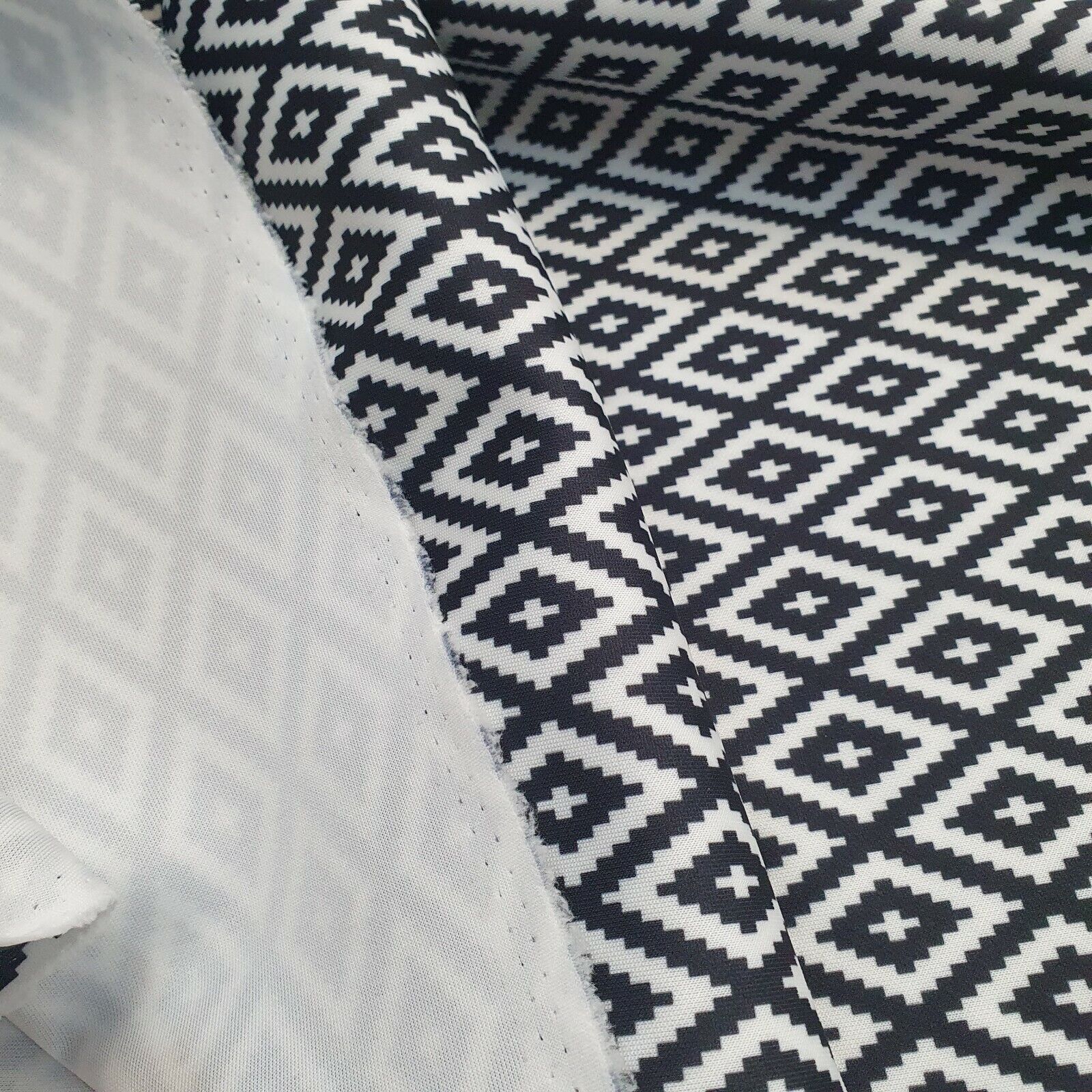 Diamond Check Printed Plain Scuba Fabric - T9 Fabrics