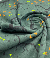Dinosaur Skeleton Cotton Stretch Jersey 200 GSM 95/5 Lycra 4 Way Stretch - T9 Fabrics