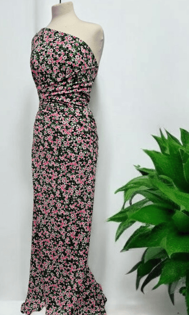 Ditsy Multi Floral Print Spun Poly Stretch Fabric - T9 Fabrics
