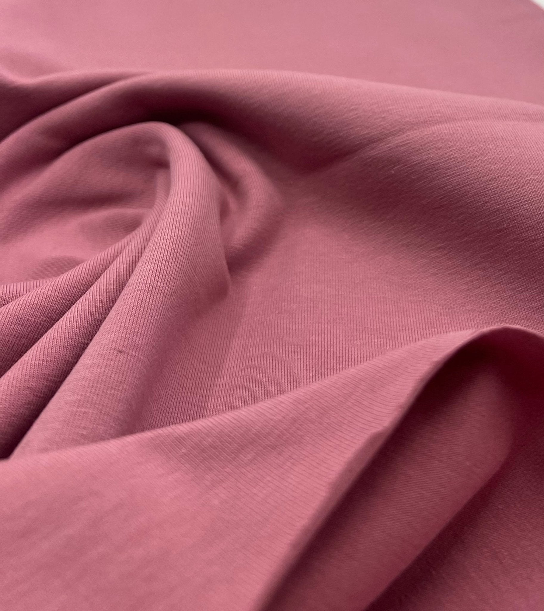 Dusky Pink Cotton Stretch Jersey 240 GSM 92/8 Lycra 4 Way Stretch - T9 Fabrics