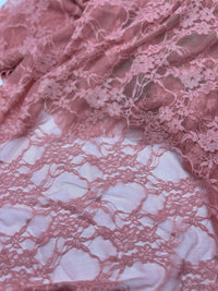 Dusky Pink Floral Lace Fabric Stretch - T9 Fabrics
