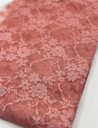 Dusky Pink Floral Lace Fabric Stretch - T9 Fabrics