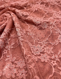 Dusky Pink Floral Lace Fabric Stretch - T9 Fabrics