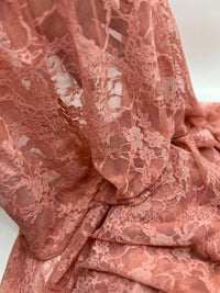 Dusky Pink Floral Lace Fabric Stretch - T9 Fabrics