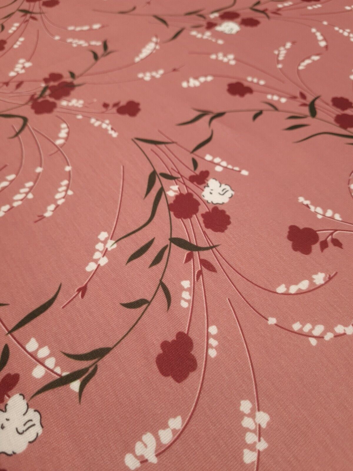 Dusky Pink Floral Print Spun Poly Stretch Fabric - T9 Fabrics