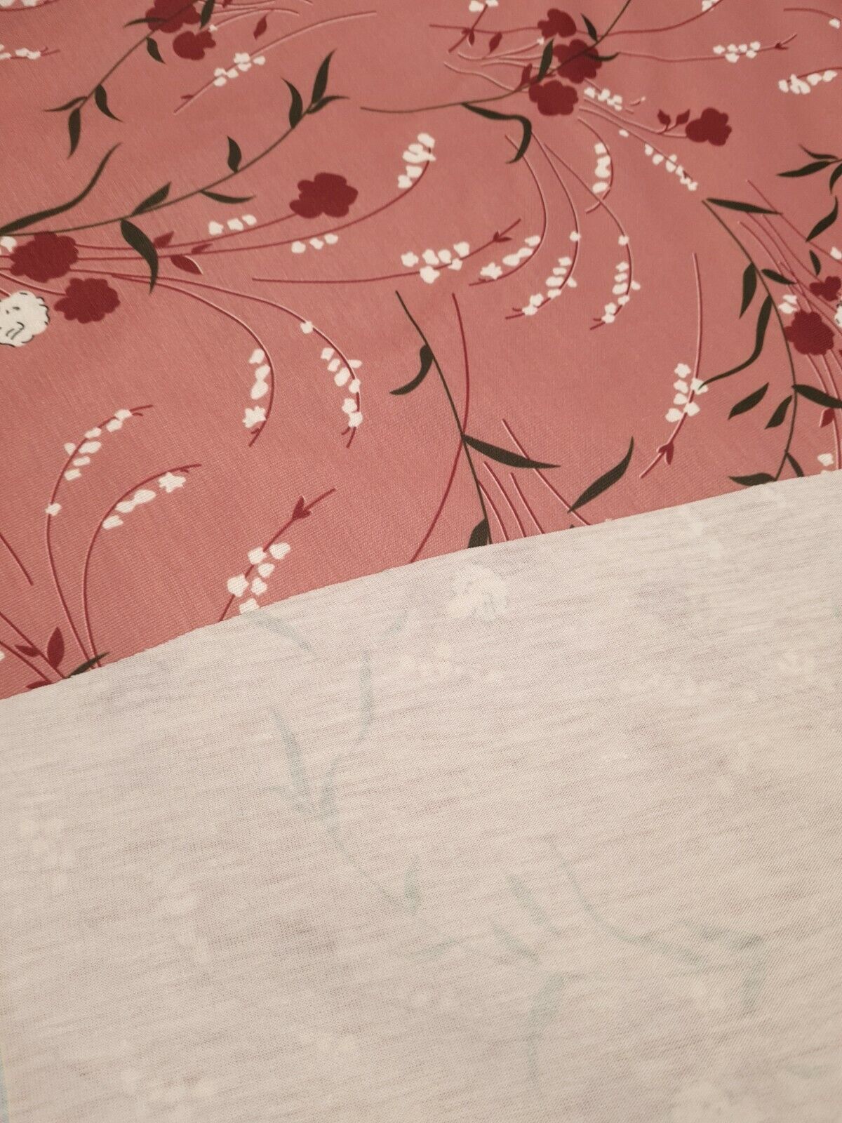 Dusky Pink Floral Print Spun Poly Stretch Fabric - T9 Fabrics