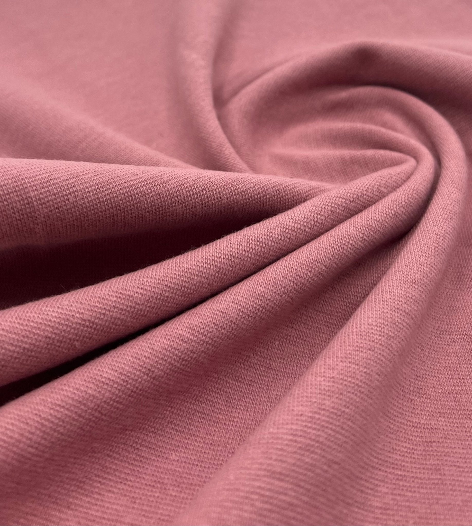 Dusky Pink Jersey Cuffing Ribbing Fabric 270 GSM Cotton Knit 70cm Wide - T9 Fabrics