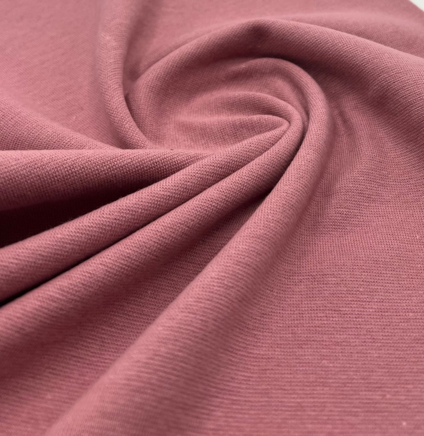 Dusky Pink Jersey Cuffing Ribbing Fabric 270 GSM Cotton Knit 70cm Wide - T9 Fabrics