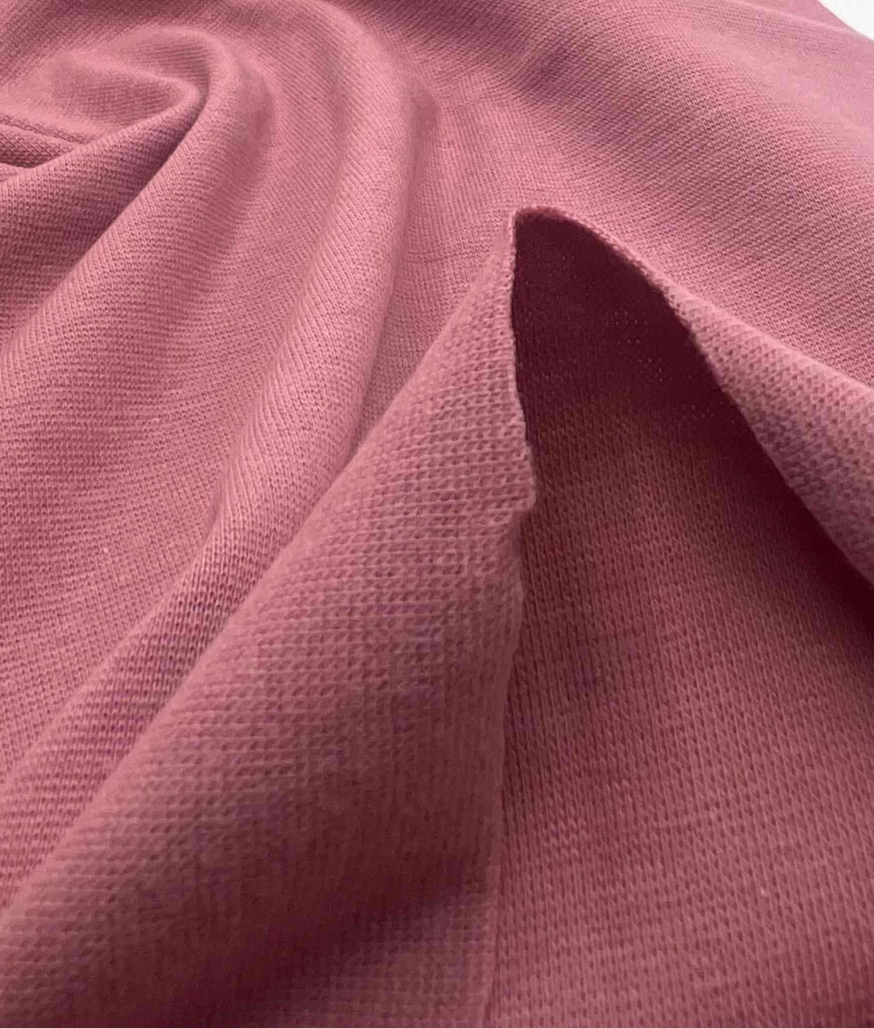 Dusky Pink Jersey Cuffing Ribbing Fabric 270 GSM Cotton Knit 70cm Wide - T9 Fabrics