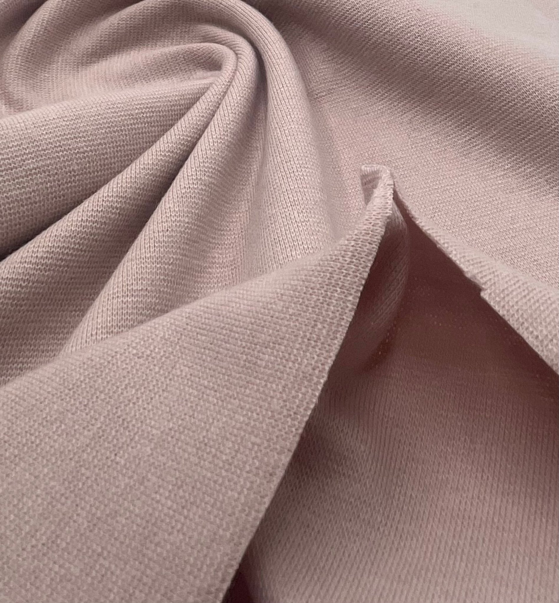 Earthy Pink Jersey Cuffing Ribbing Fabric 270 GSM Cotton Knit 70cm Wide - T9 Fabrics