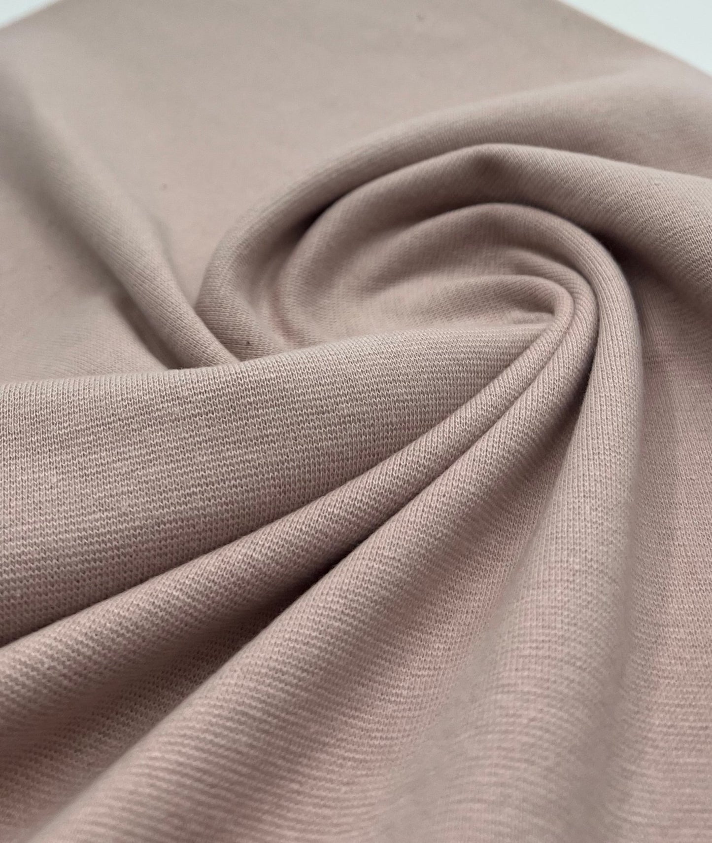 Earthy Pink Jersey Cuffing Ribbing Fabric 270 GSM Cotton Knit 70cm Wide - T9 Fabrics