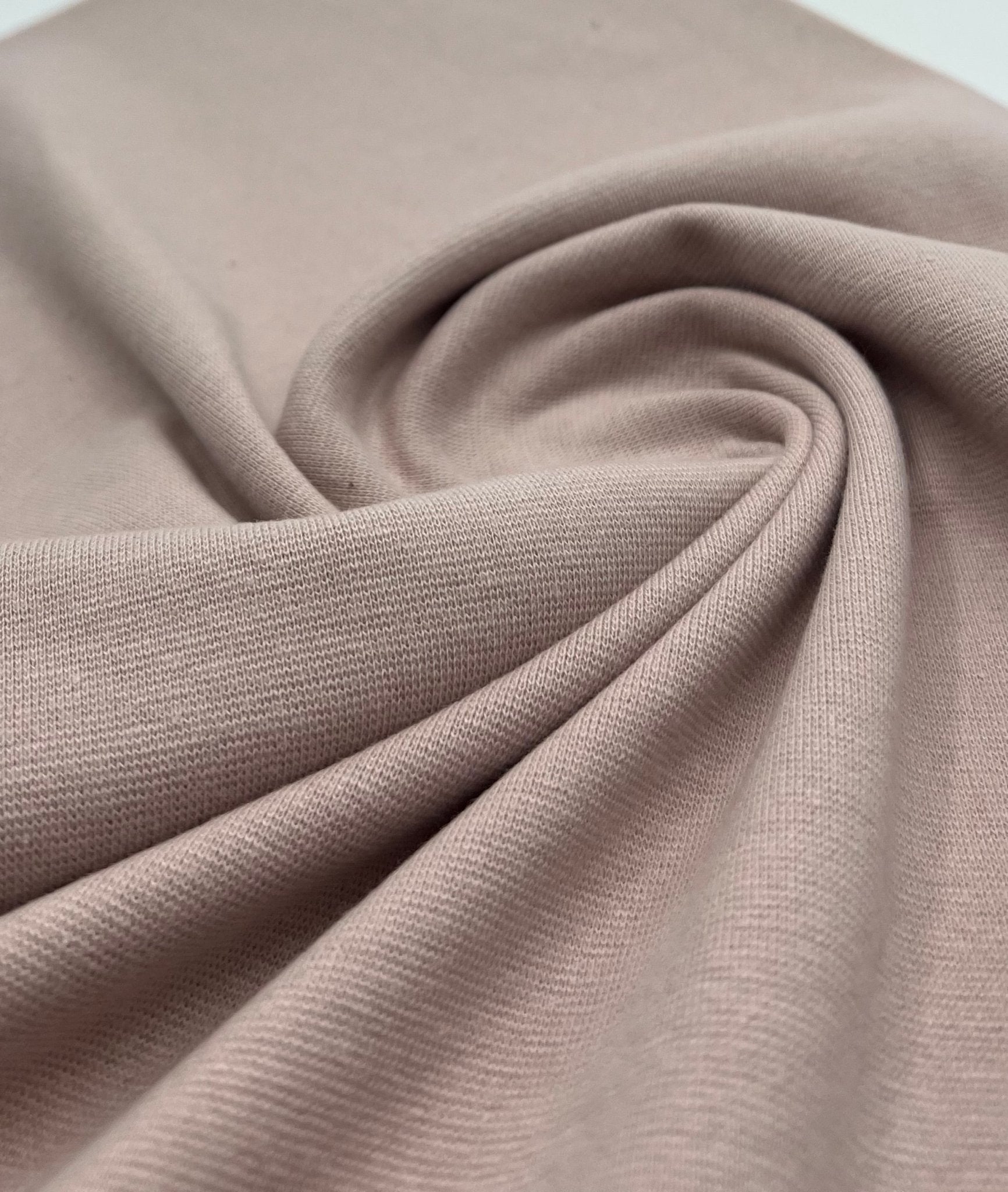 Earthy Pink Jersey Cuffing Ribbing Fabric 270 GSM Cotton Knit 70cm Wide - T9 Fabrics