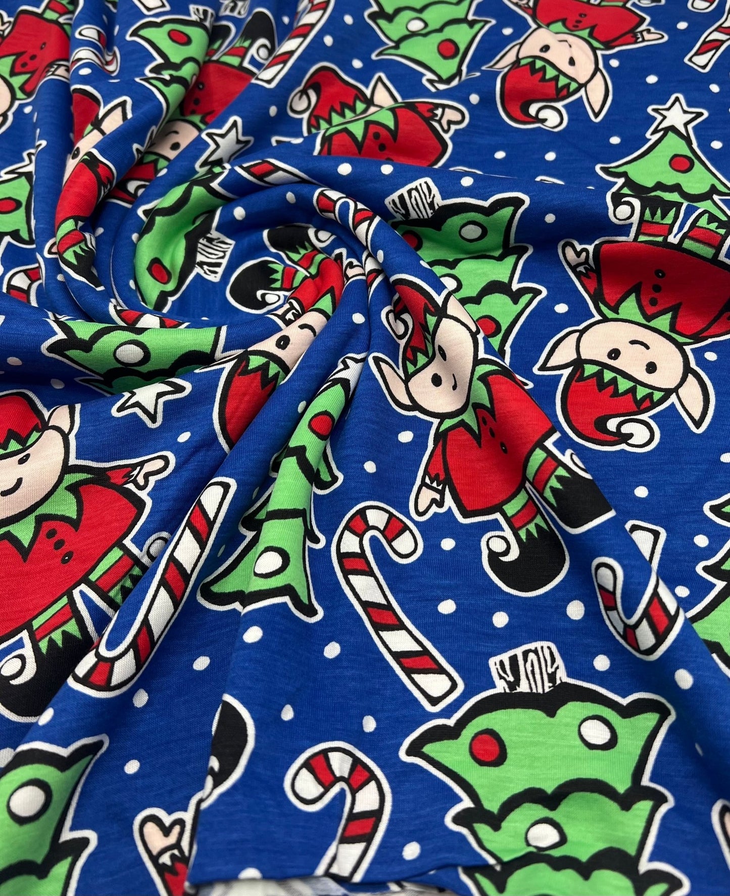 Elf Tree Print Viscose Elastane 4 Way Stretch Fabric - T9 Fabrics