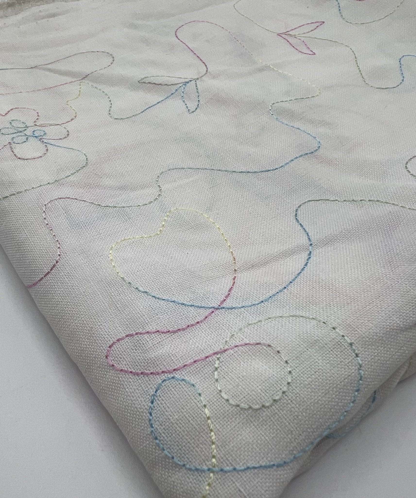 Embroidered Floral Multi Thread Non Stretch Woven Fabric - T9 Fabrics