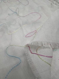 Embroidered Floral Multi Thread Non Stretch Woven Fabric - T9 Fabrics