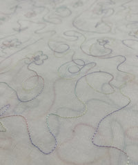 Embroidered Floral Multi Thread Non Stretch Woven Fabric - T9 Fabrics