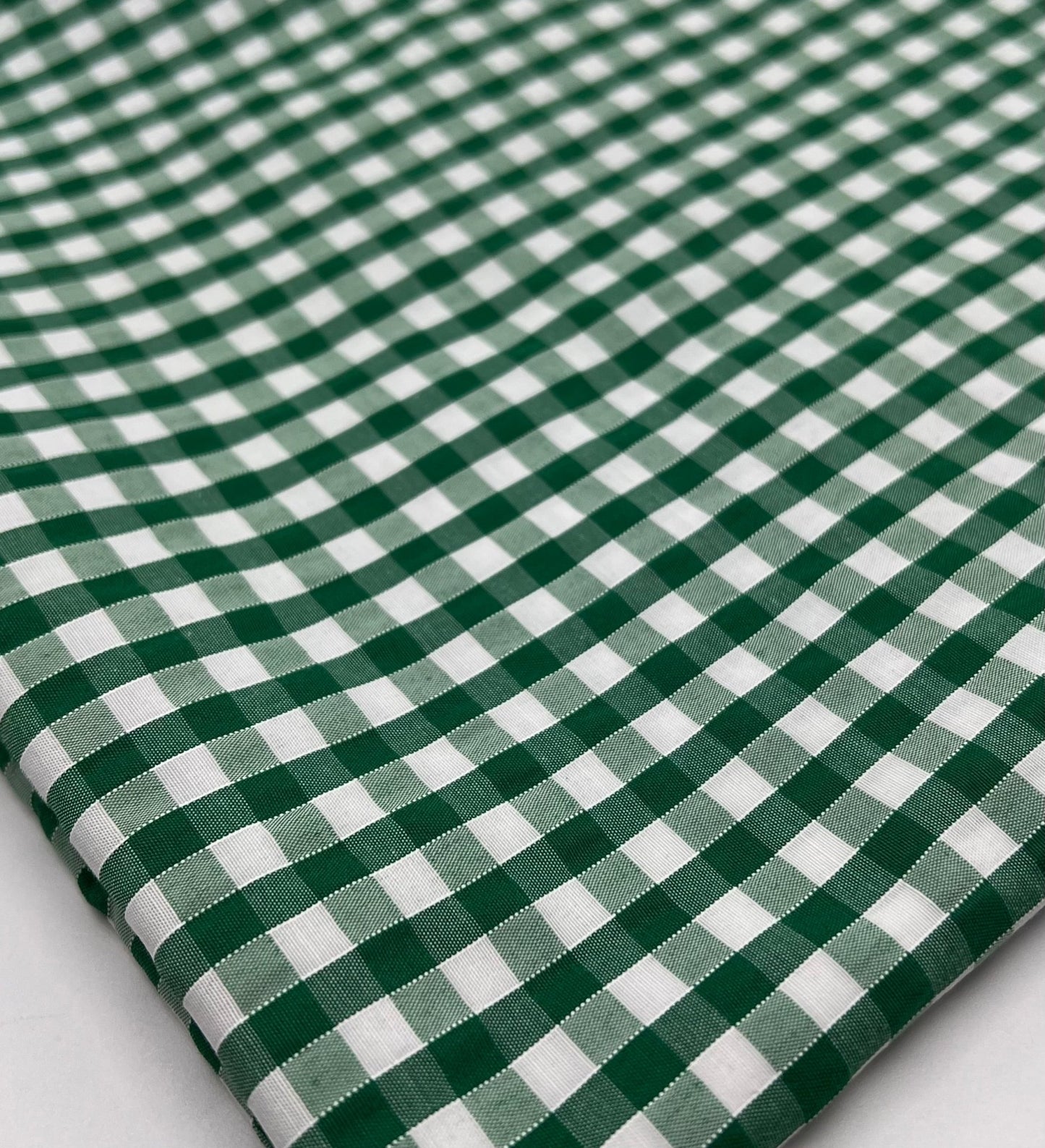 Emerald Gingham Printed Poly Cotton 90 GSM 80/20 44 Inch Non Stretch - T9 Fabrics