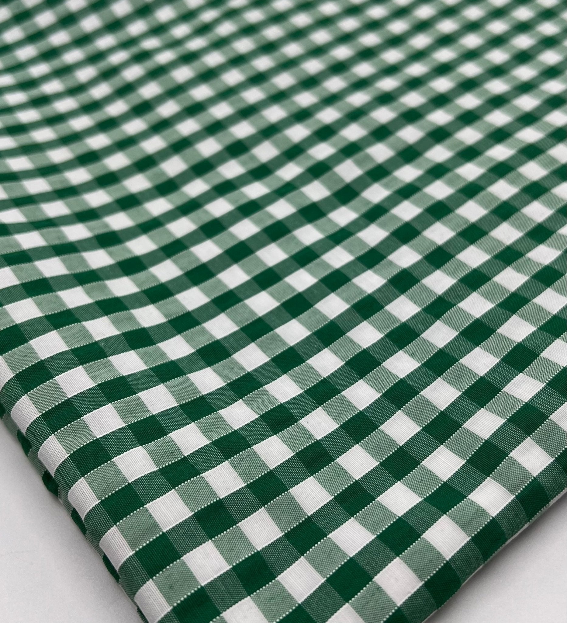Emerald Gingham Printed Poly Cotton 90 GSM 80/20 44 Inch Non Stretch - T9 Fabrics