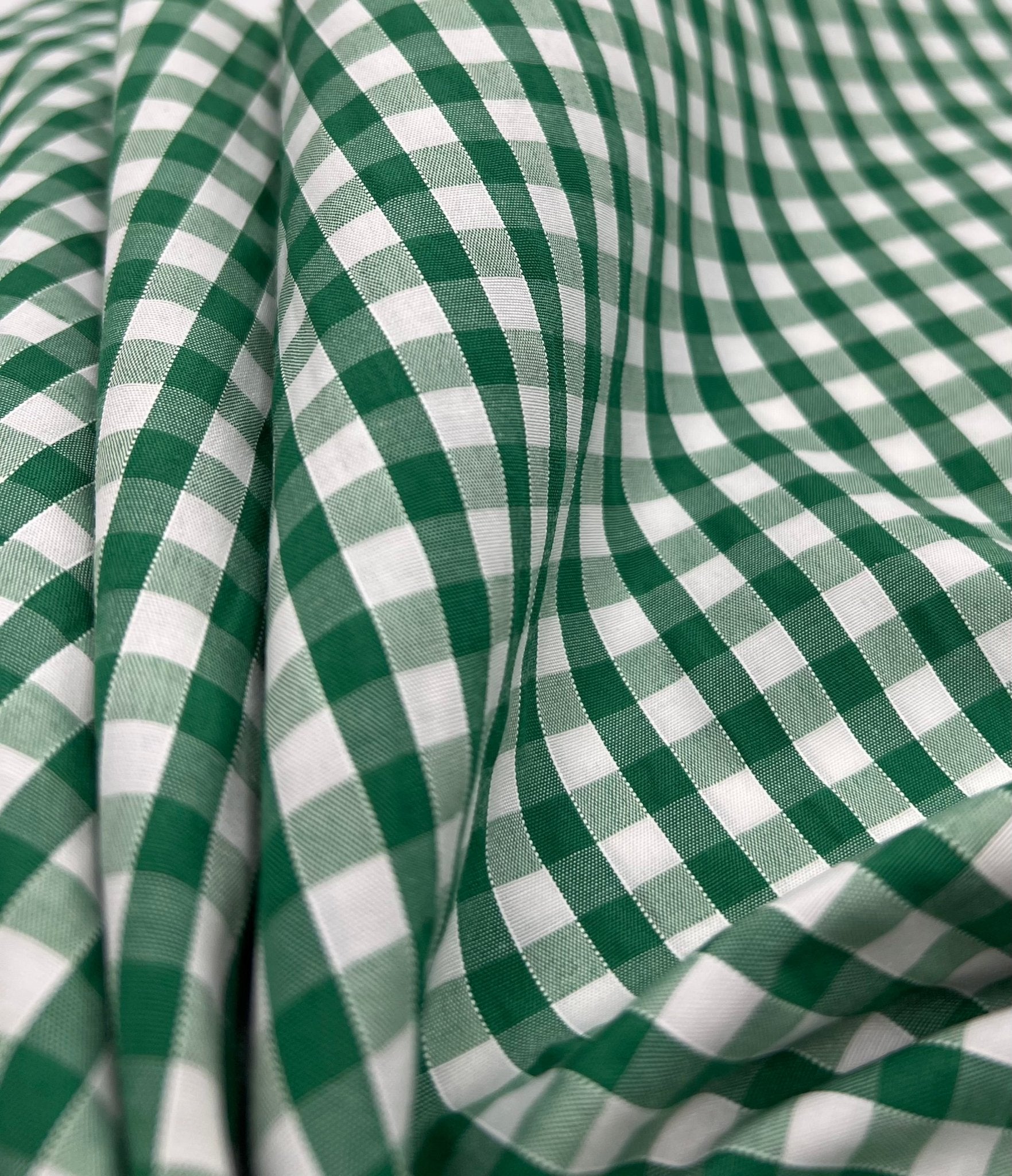 Emerald Gingham Printed Poly Cotton 90 GSM 80/20 44 Inch Non Stretch - T9 Fabrics