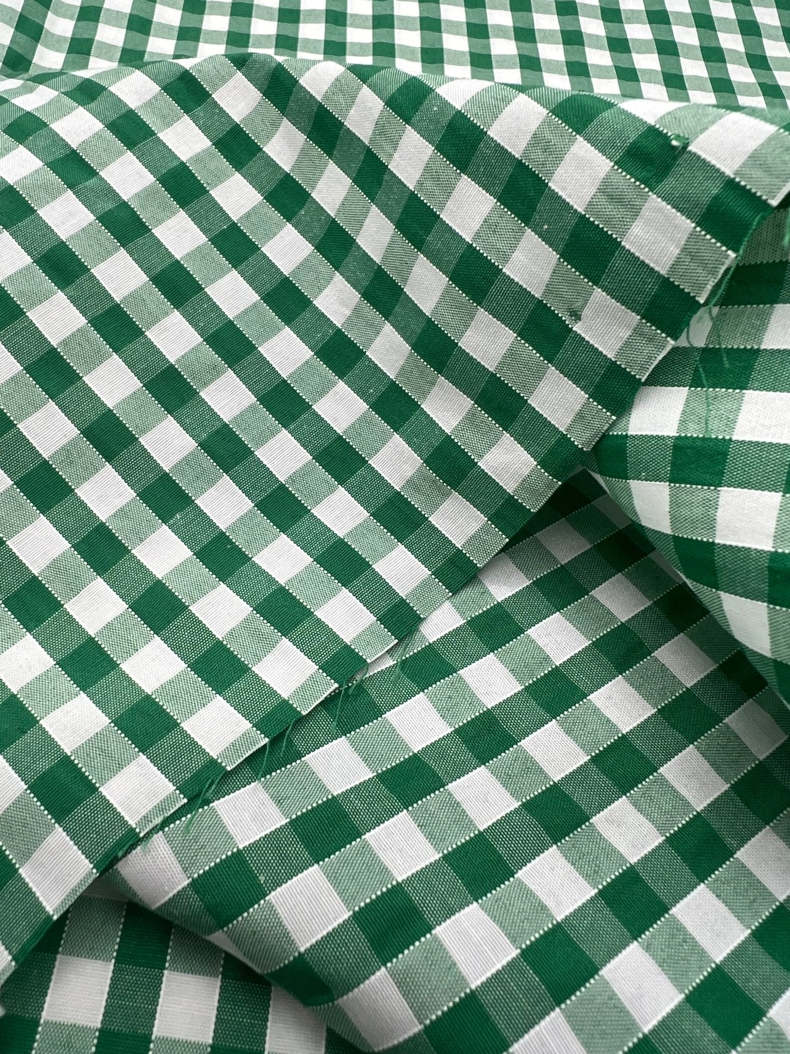 Emerald Gingham Printed Poly Cotton 90 GSM 80/20 44 Inch Non Stretch - T9 Fabrics