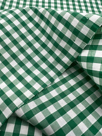 Emerald Gingham Printed Poly Cotton 90 GSM 80/20 44 Inch Non Stretch - T9 Fabrics