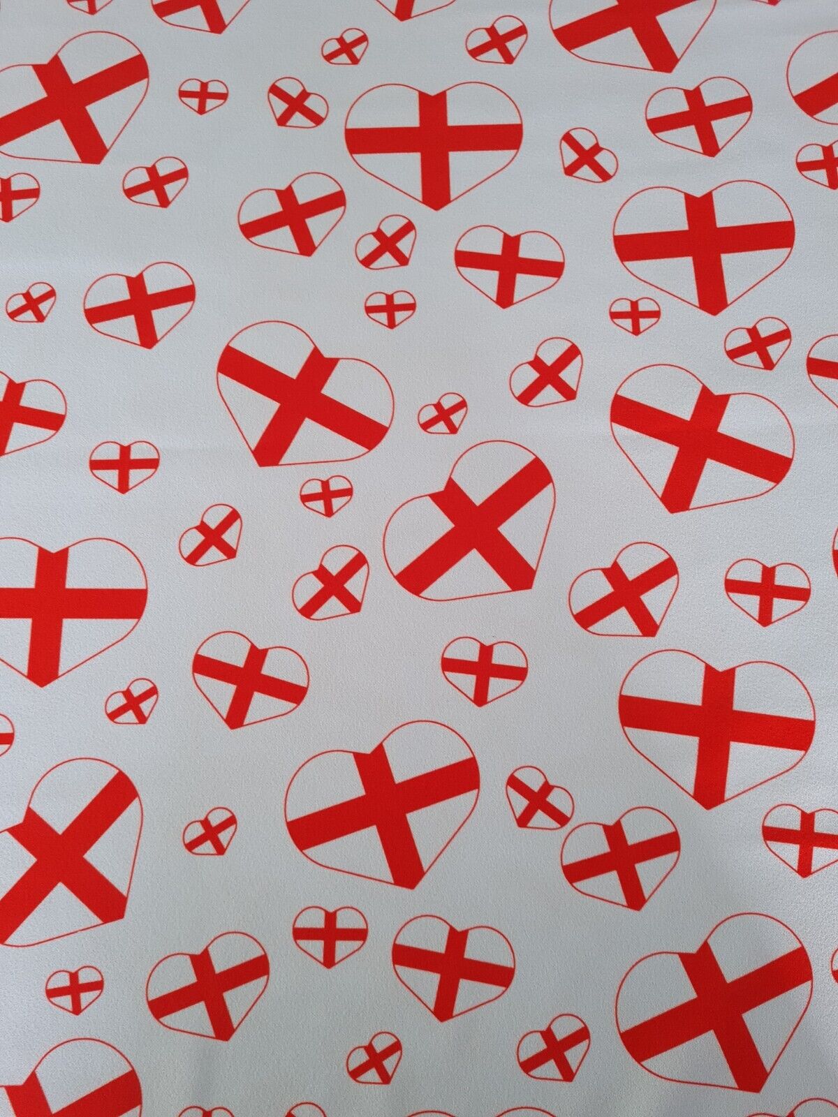 England Heart Printed Scuba Crepe Jersey Fabric 4 Way Stretch - T9 Fabrics