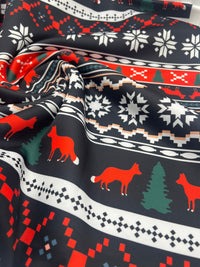 Fair Aisle Printed Plain Scuba 2 Way Stretch Jersey Fabric - T9 Fabrics