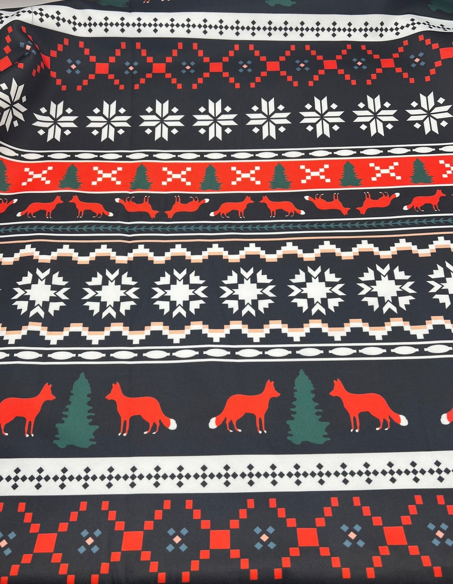 Fair Aisle Printed Plain Scuba 2 Way Stretch Jersey Fabric - T9 Fabrics