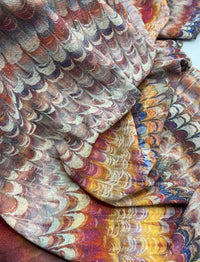 Feather Detail Multi Print Lightweight Bubble Crepe Fabric - T9 Fabrics