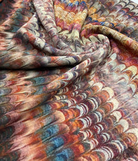 Feather Detail Multi Print Lightweight Bubble Crepe Fabric - T9 Fabrics