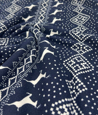 Festive Navy Fair Isle French Terry Loopback Fabric - T9 Fabrics
