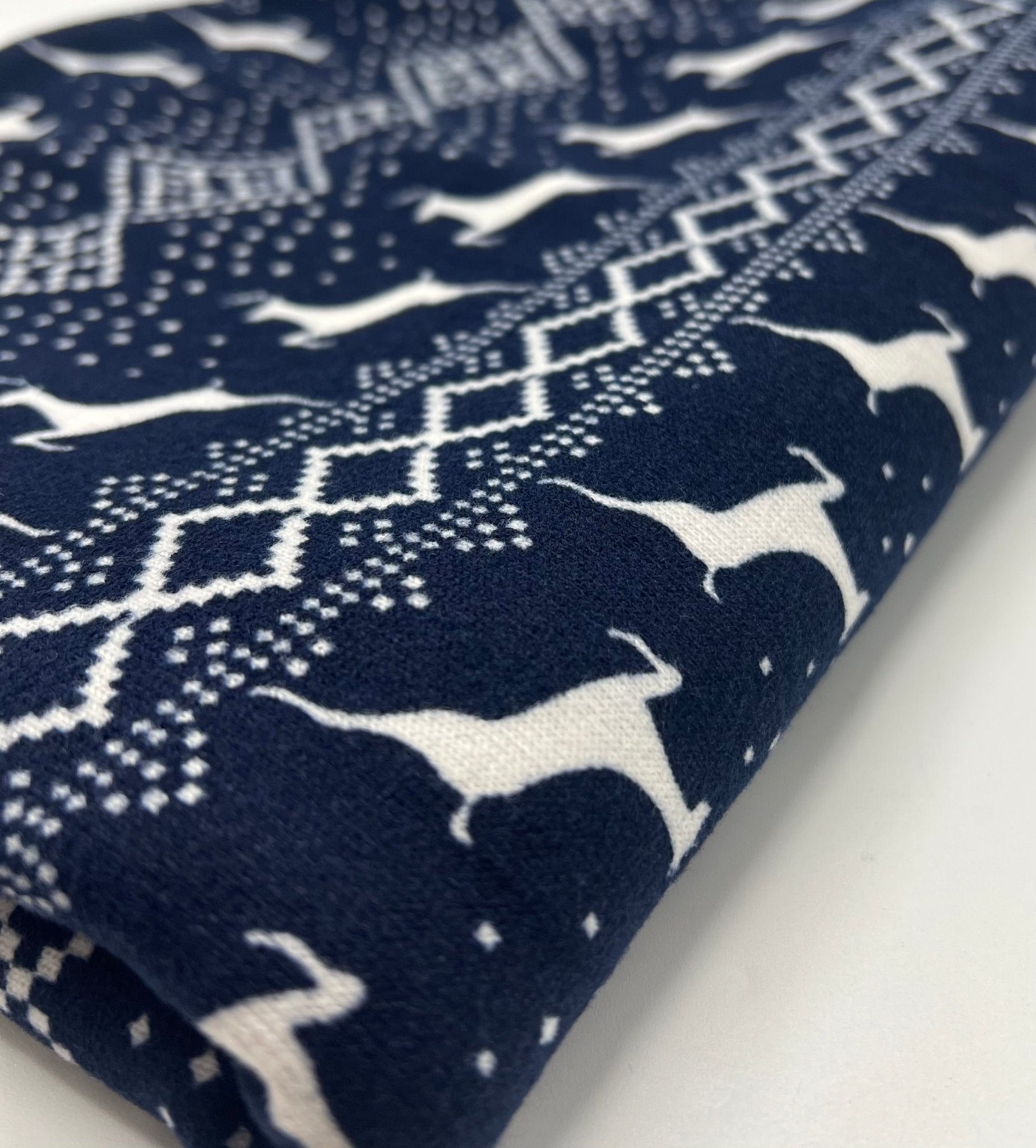 Festive Navy Fair Isle French Terry Loopback Fabric - T9 Fabrics