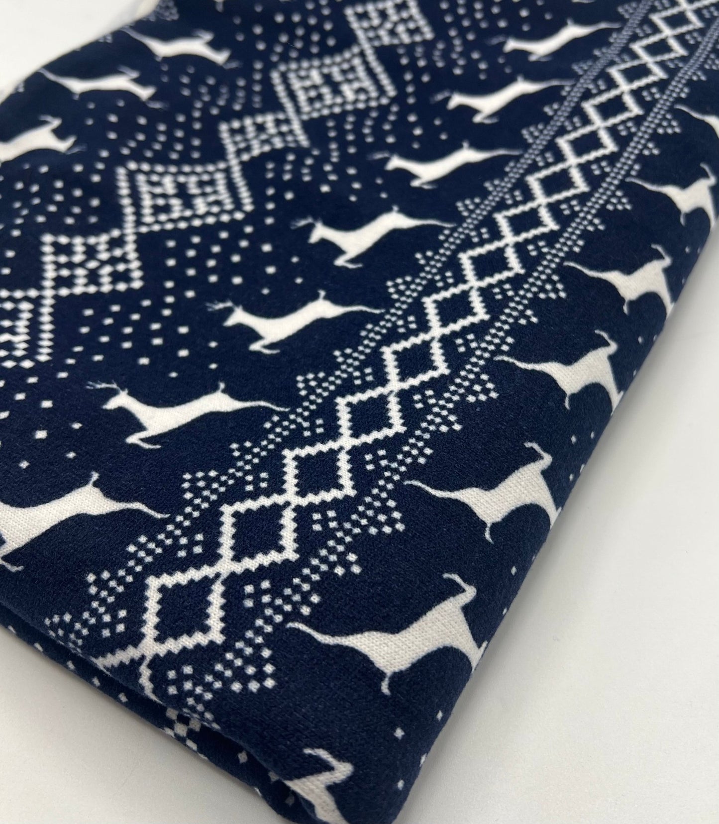 Festive Navy Fair Isle French Terry Loopback Fabric - T9 Fabrics