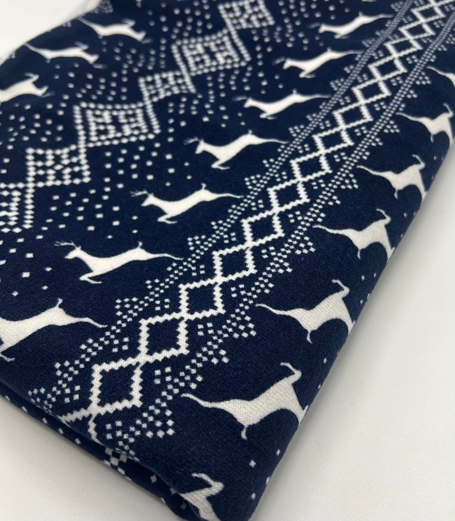 Festive Navy Fair Isle French Terry Loopback Fabric - T9 Fabrics