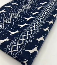 Festive Navy Fair Isle French Terry Loopback Fabric - T9 Fabrics
