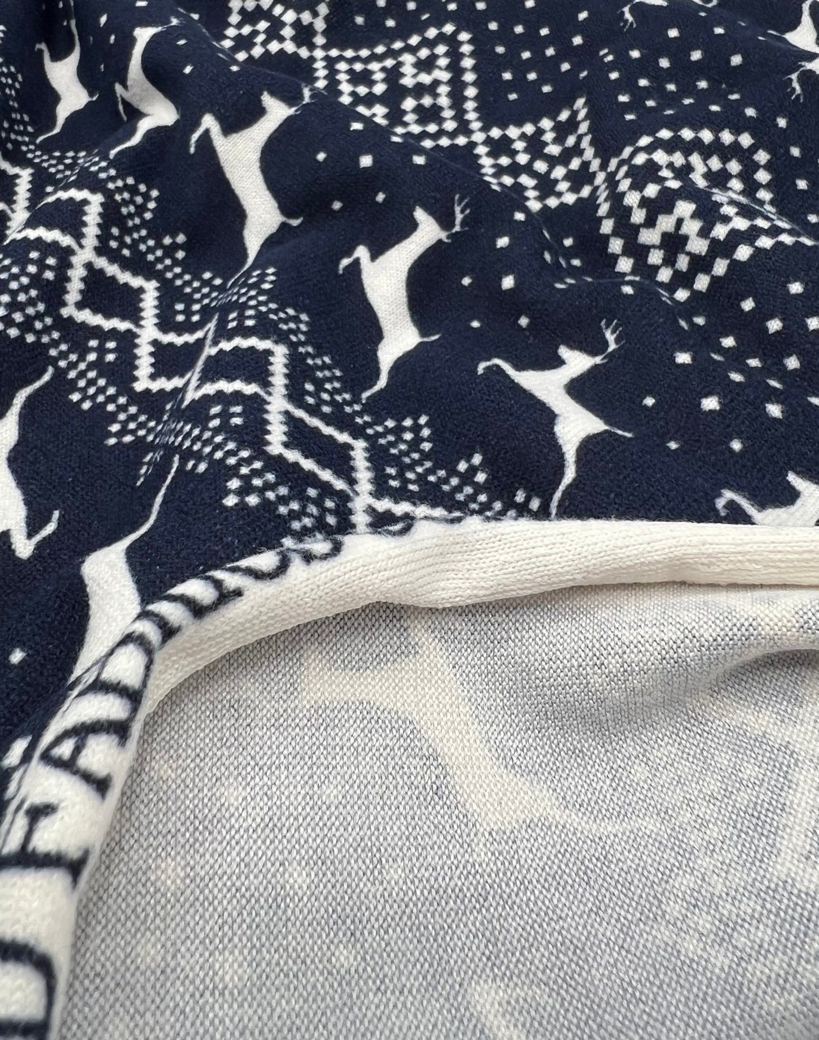Festive Navy Fair Isle French Terry Loopback Fabric - T9 Fabrics