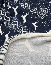 Festive Navy Fair Isle French Terry Loopback Fabric - T9 Fabrics