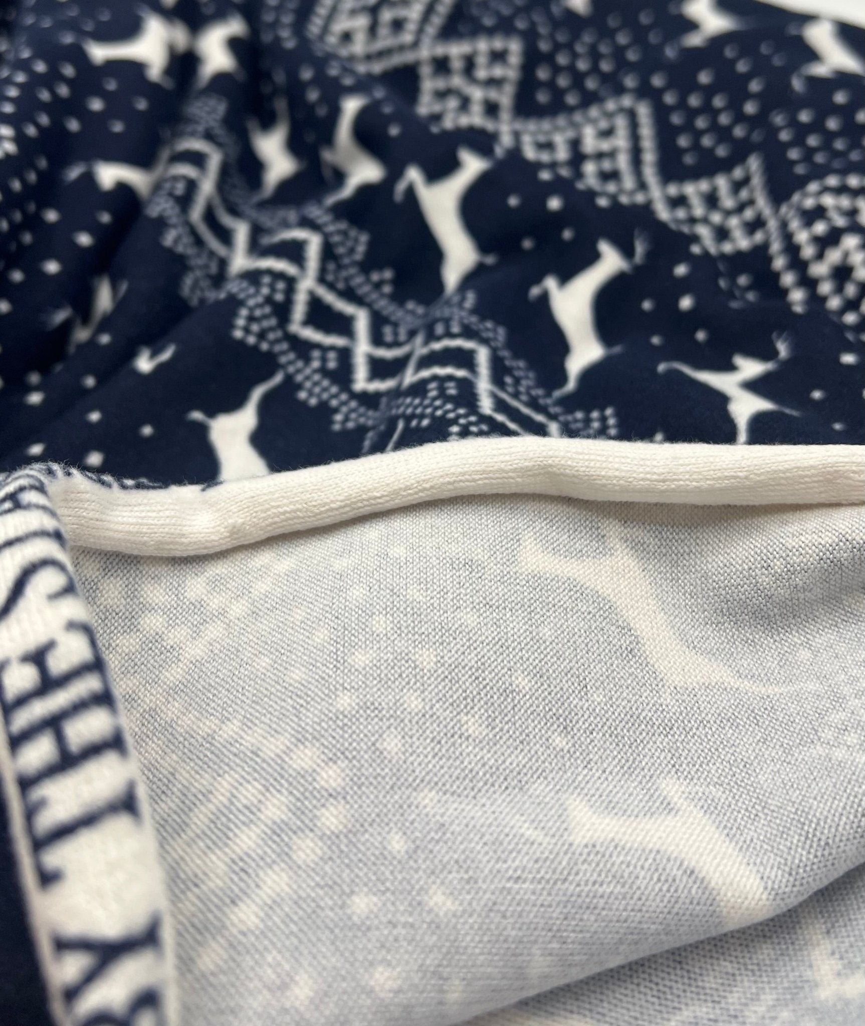Festive Navy Fair Isle French Terry Loopback Fabric - T9 Fabrics