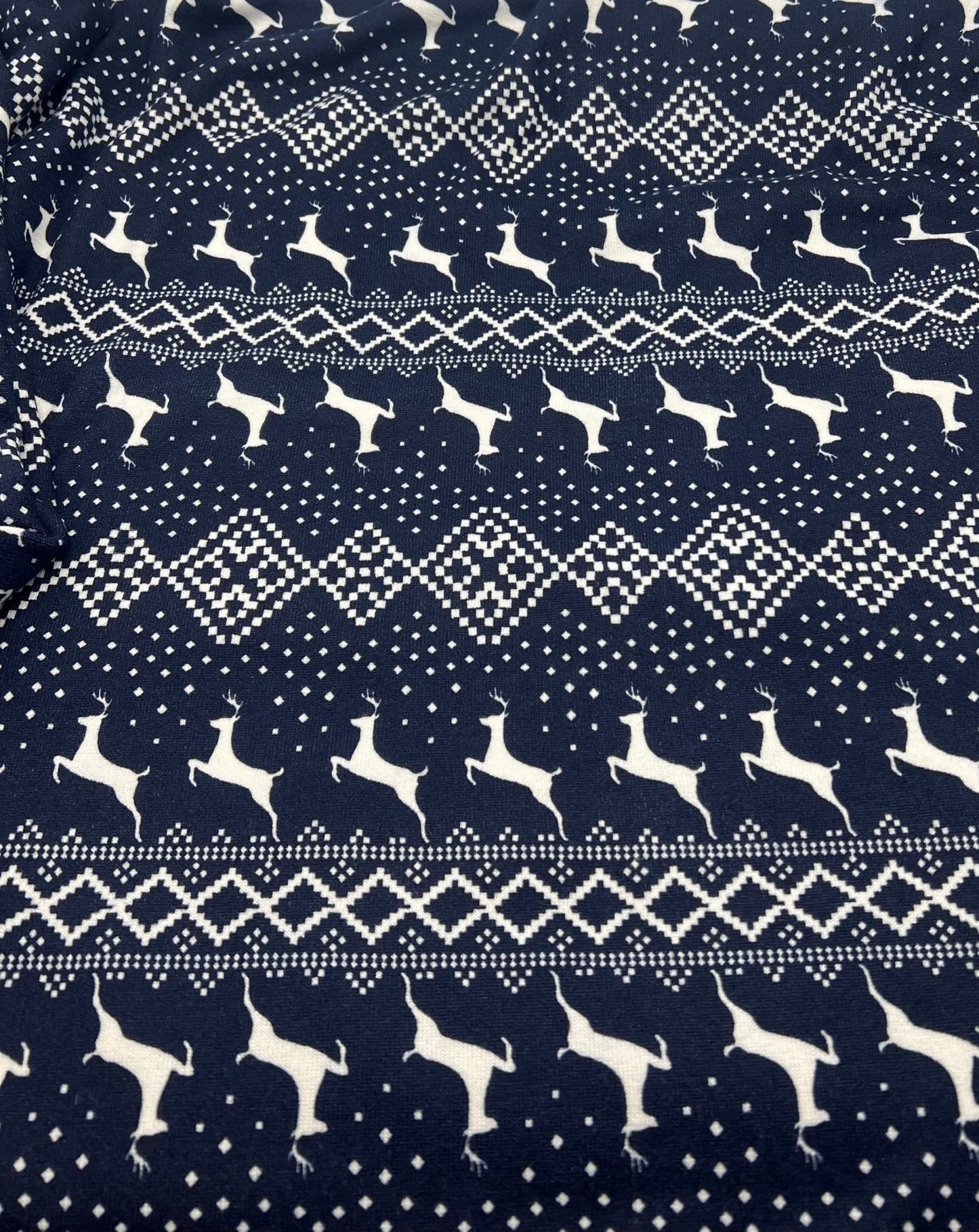 Festive Navy Fair Isle French Terry Loopback Fabric - T9 Fabrics