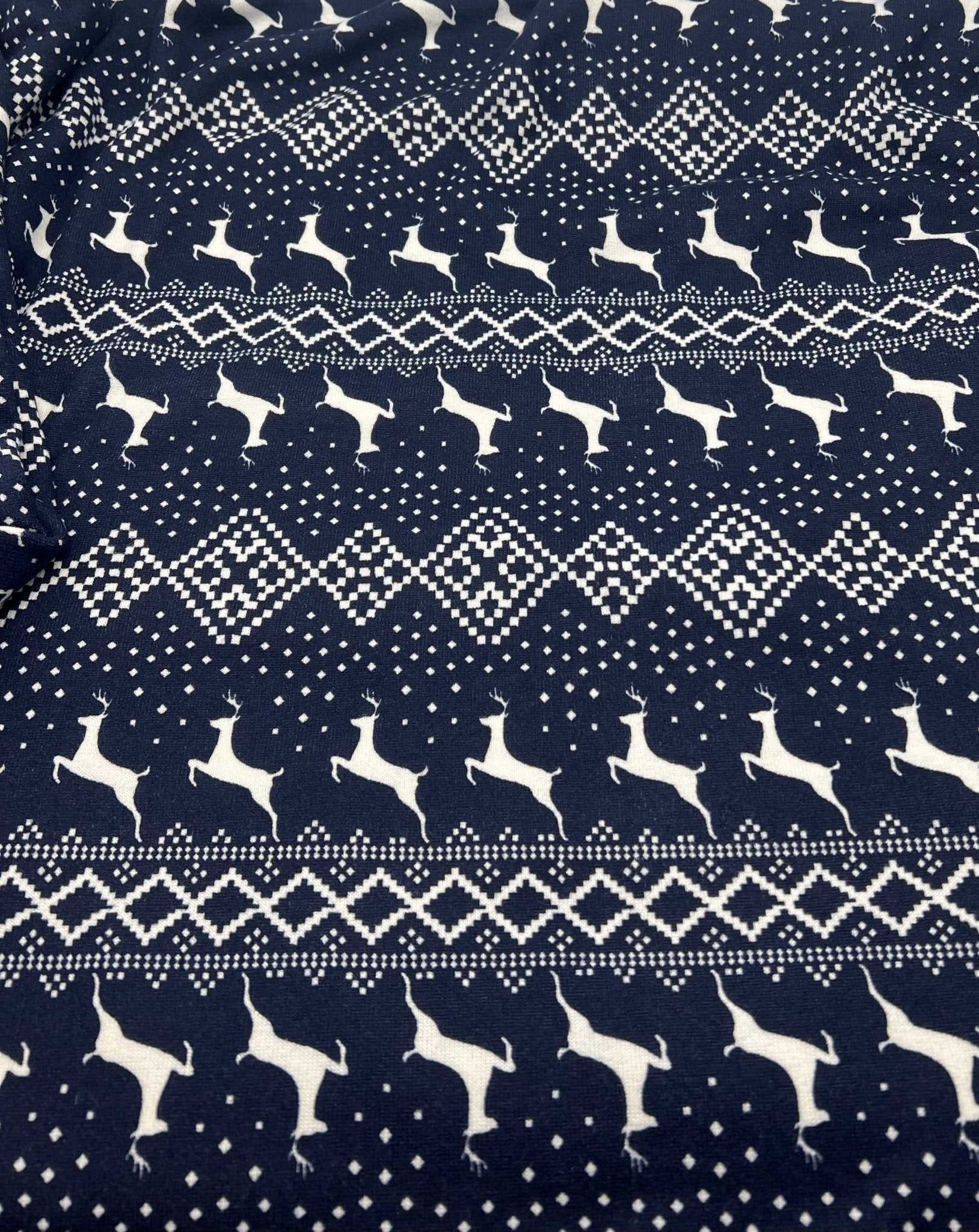 Festive Navy Fair Isle French Terry Loopback Fabric - T9 Fabrics