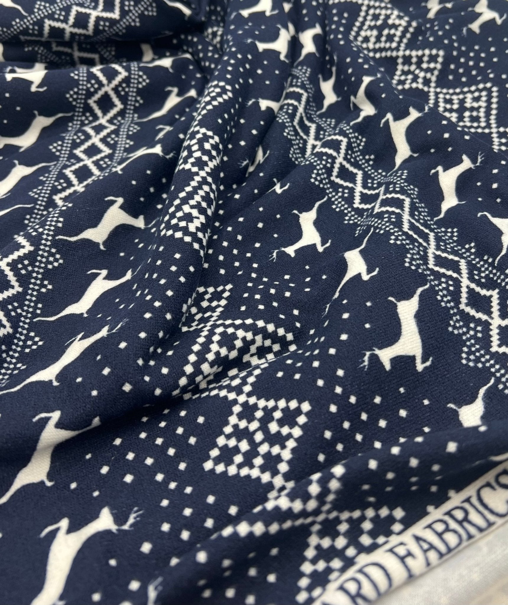 Festive Navy Fair Isle French Terry Loopback Fabric - T9 Fabrics