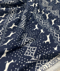 Festive Navy Fair Isle French Terry Loopback Fabric - T9 Fabrics