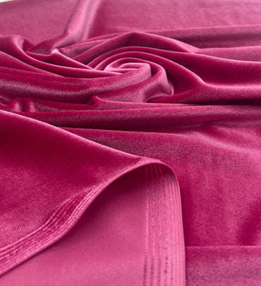 Flo Pink Plain Velour Spandex Stretch Fabric - T9 Fabrics
