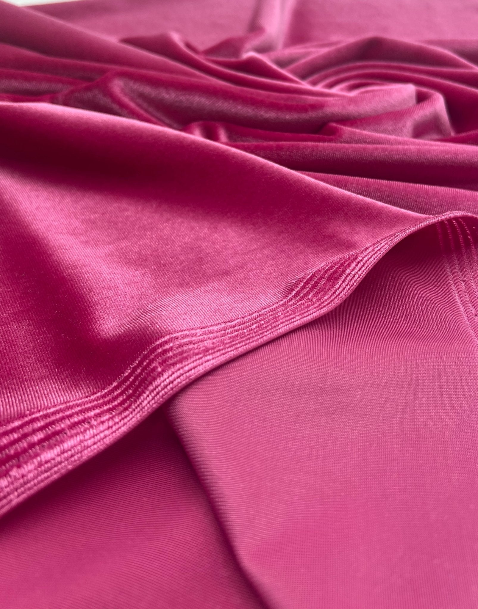 Flo Pink Plain Velour Spandex Stretch Fabric - T9 Fabrics